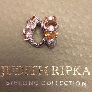 Judith Ripka 3 stone citrine clip earrings